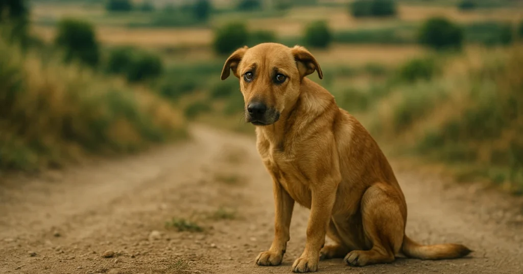 perro o gato abandonado en el valle de ricote esperando ayuda